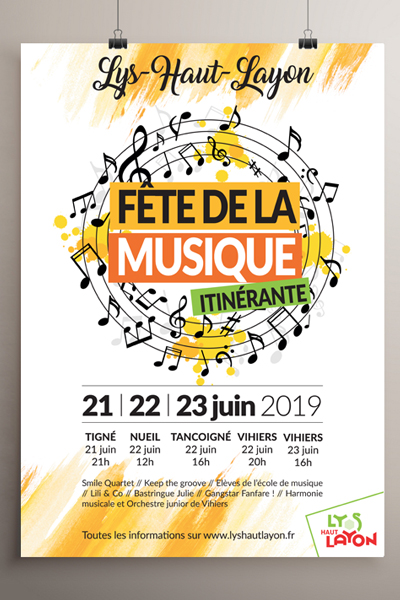 Affiche Fête de la Musique - Lys-Haut-Layon 2019 | mockup by Starline, Freepik