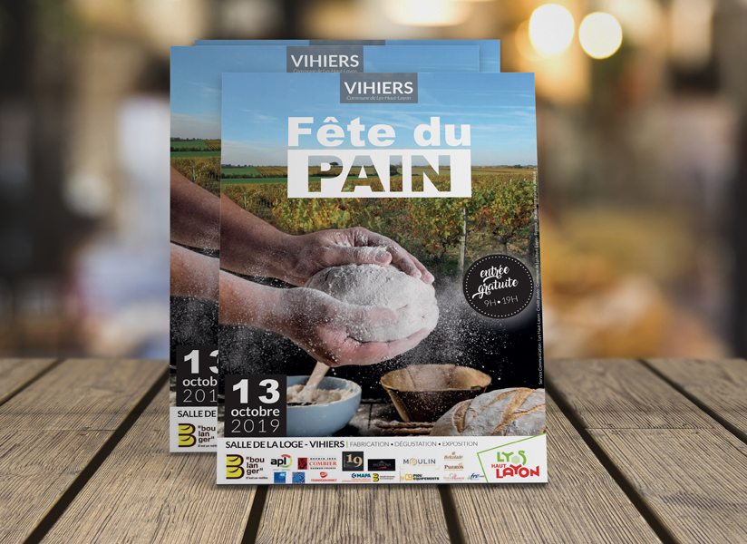Affiche, flyer, com digitale Fête du Pain - Lys-Haut-Layon 2019 | mockup by Freepik
