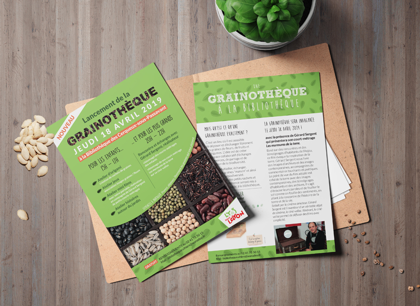 Affiche, flyer Grainothèque - Lys-Haut-Layon 2019 | mockup by yeven_popov, Freepik